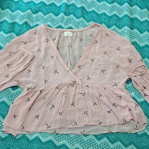 Wilfred Pink Embroidered Blouse